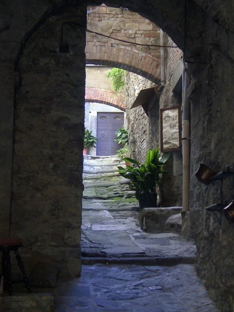 Entrance to a modern teather in Cortona