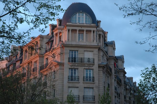 Paris sunrise on building