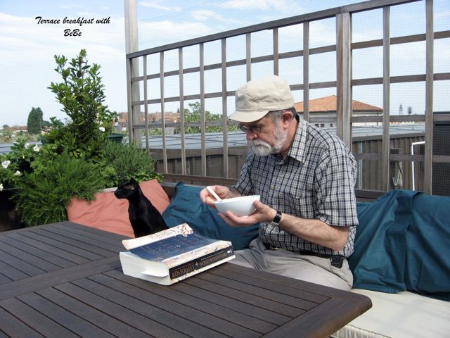 Morning on the Terrazzo, with Bebe the cat